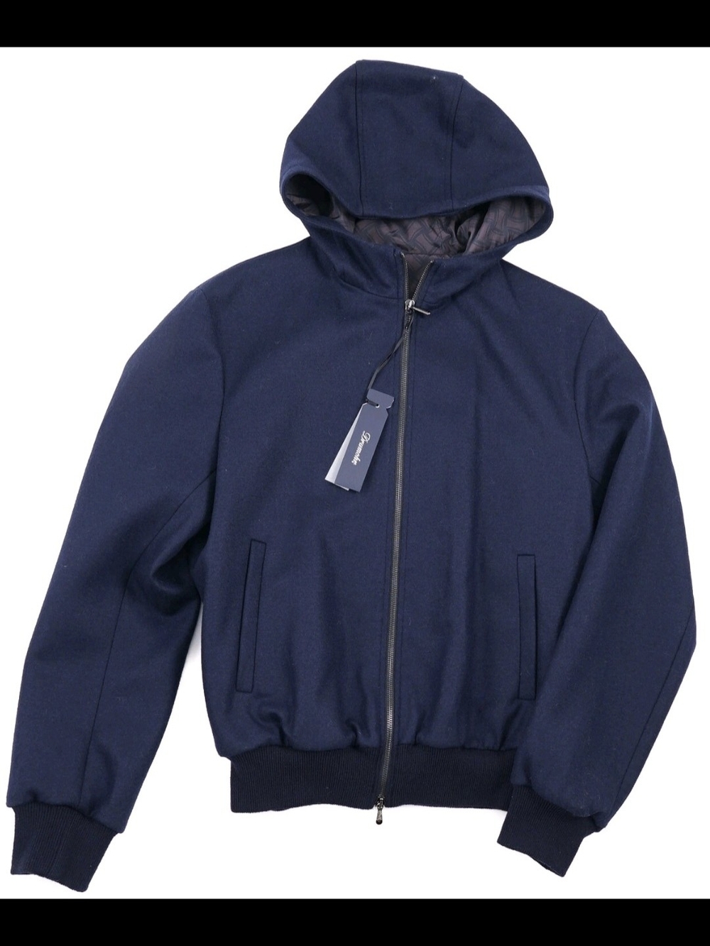 Drumohr Navy Blue Soft Brushed Wool-Cashmere Hooded Jacket S (Eu 48)